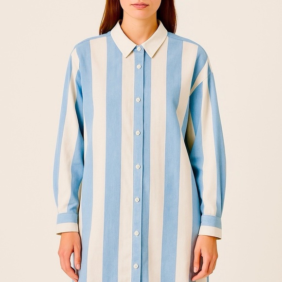 Tommy Bahama Tops - Tommy Bahama Women Linenblend Shirt Dress CoverUp Stripe Lagenlook Pockets Boho